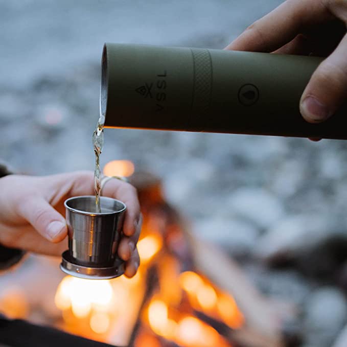 This virtually indestructible and ultra-compact flask is the ultimate vessel for carrying your favorite spirit into the wild. 