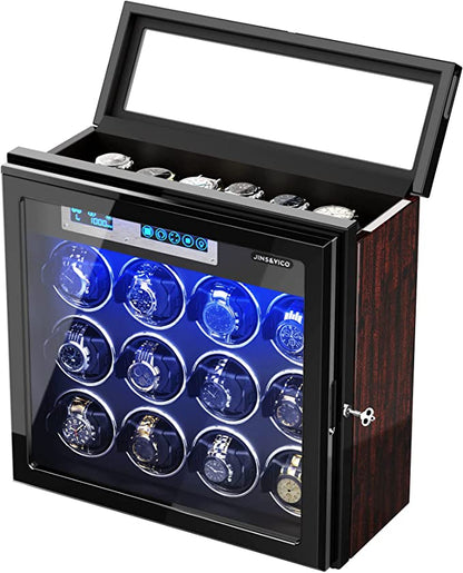 Luxury 12 Watch Winder Box with Adjustable Pillows